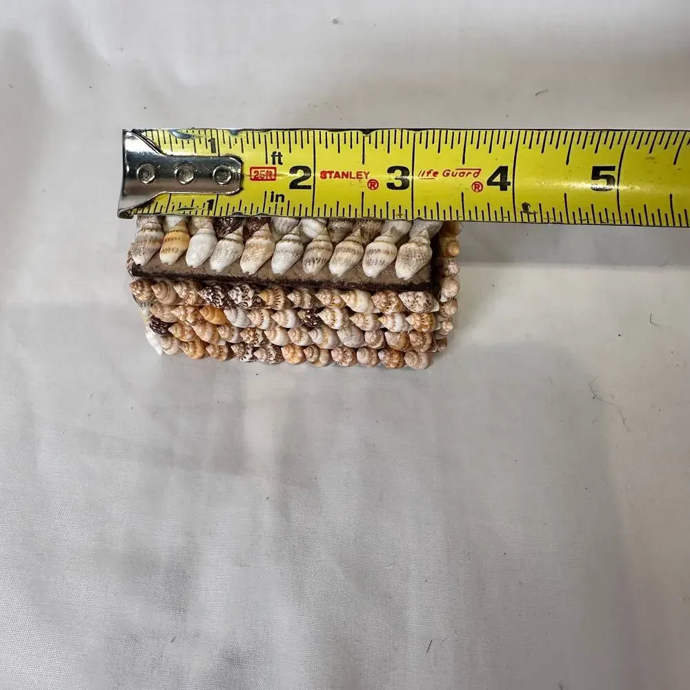 Vintage Encrusted Seashell Box Philippines Coastal Nautical Trinket Box Jewelry